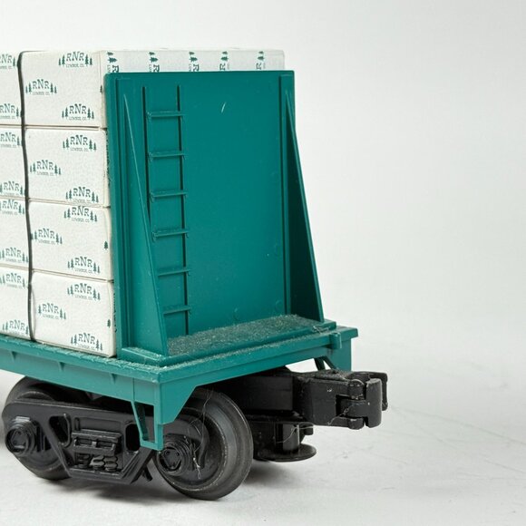 Industrial Rail O-27 Gauge IDM -7003 RNR Lumber Co Green Flatcar w/Load Boxed - Picture 5 of 12